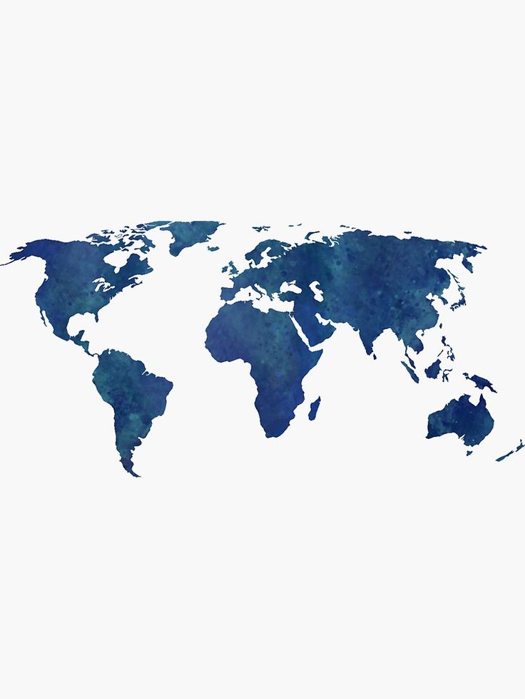 _Midnight Blue Watercolor World Map_ Sticker for Sale by Leah Biernacki
